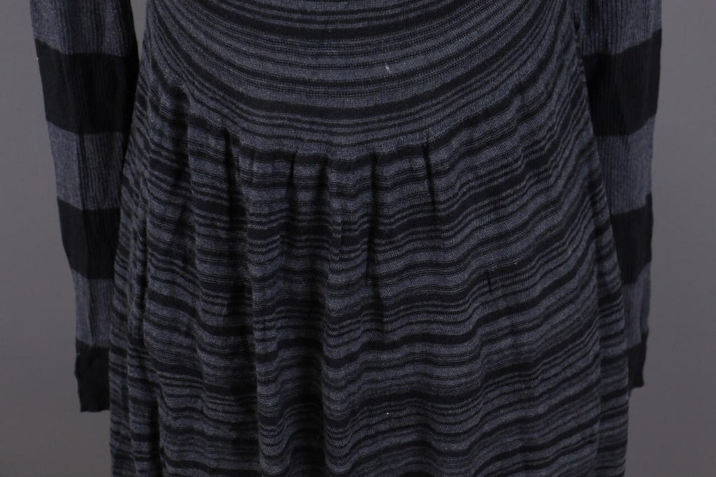 OSKA Gray Striped A-Line Cowl Neck Long Sleeve Short Dress – Size 2