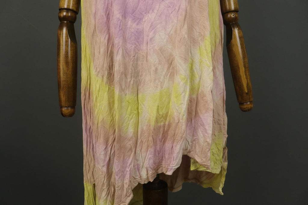 BARBARA SPEER Multicolor Tie dye Round Neck Asymmetrical Hem Shift Dress – Size 2