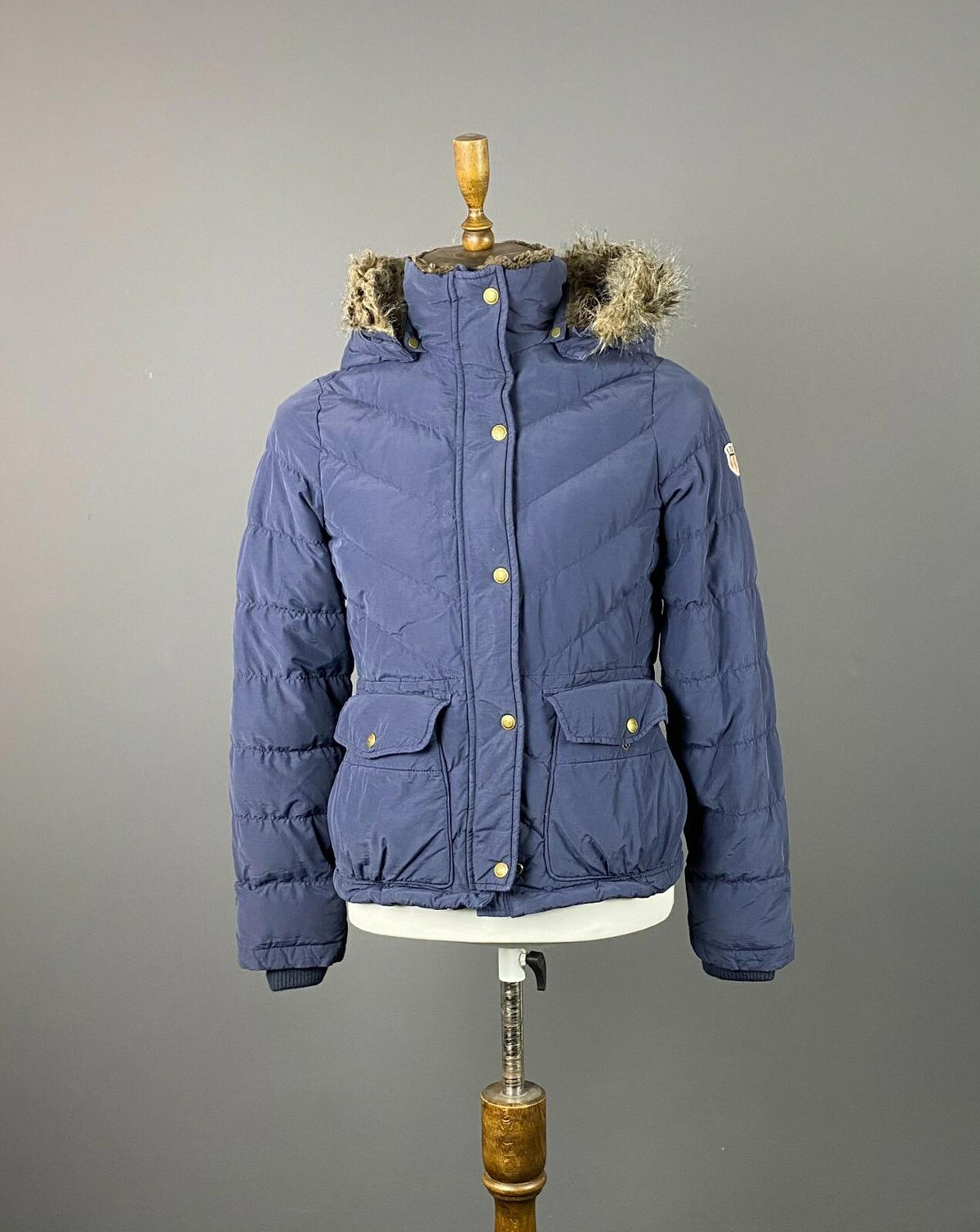 POLO JEANS COMPANY Blue Full Zip Hooded Faux Fur Down Puffer Jacket – Women's M