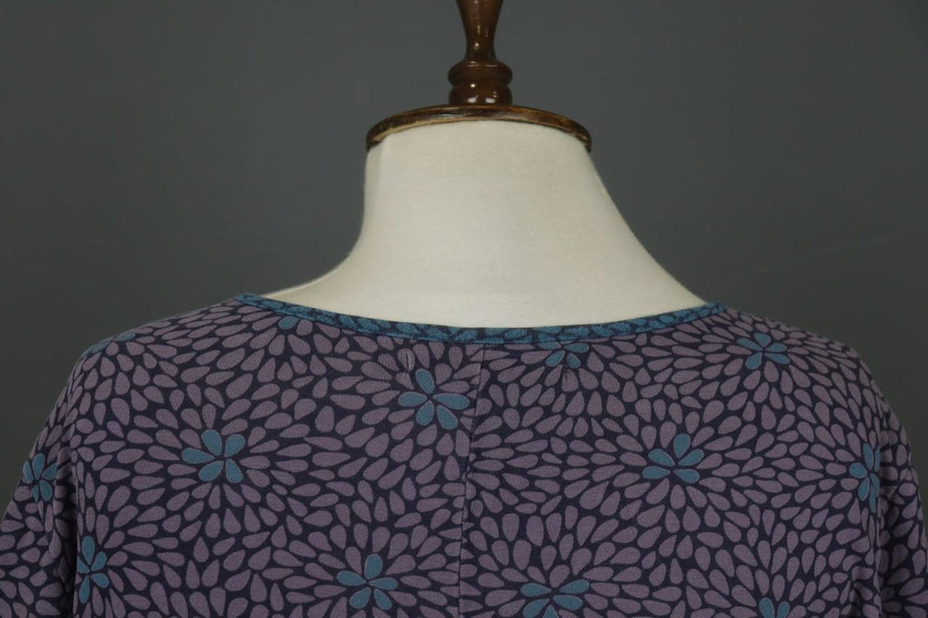 GUDRUN SJODEN Multi Floral Lyocell Long Sleeve Round Neck A-Line Dress – Size L