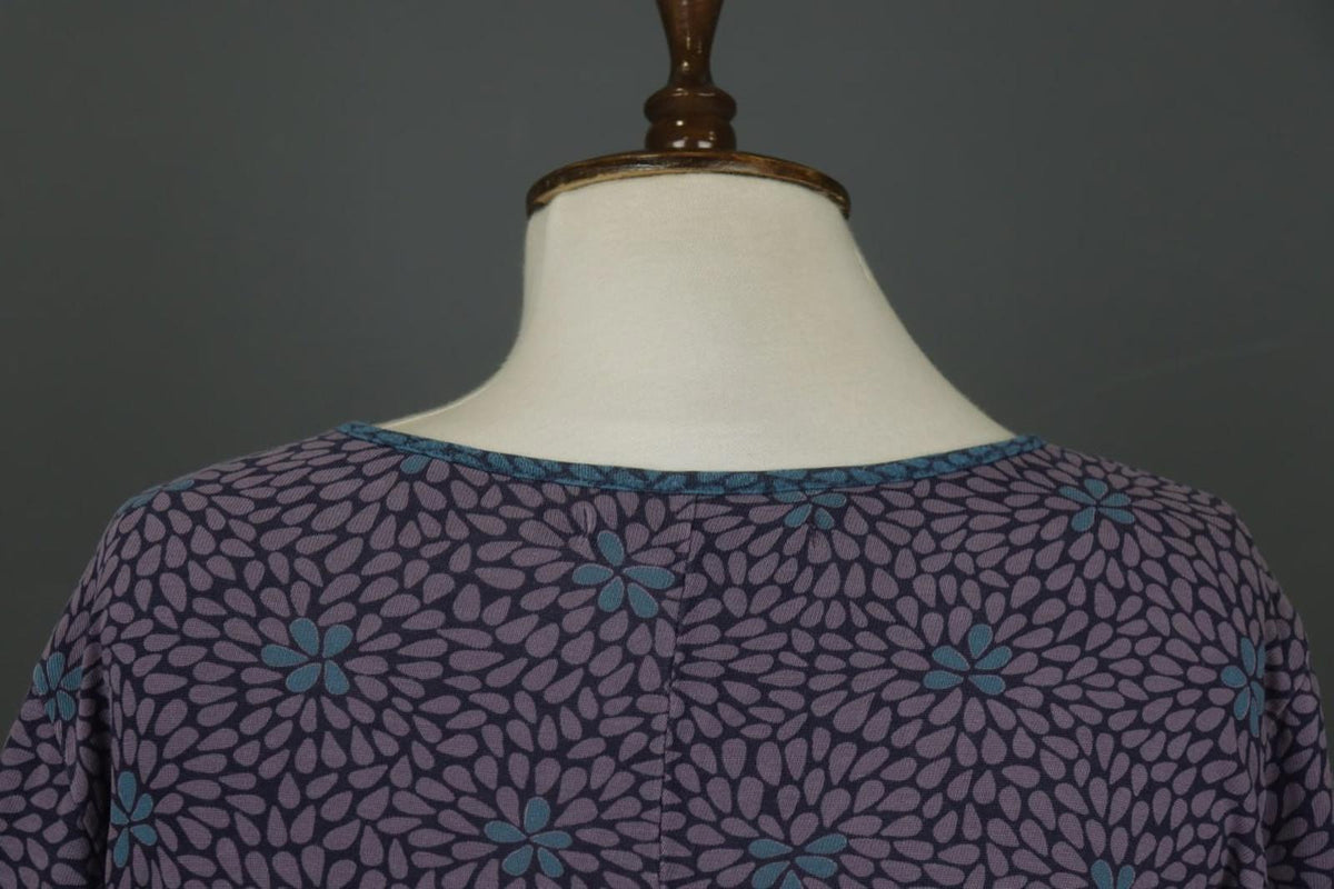 GUDRUN SJODEN Multi Floral Lyocell Long Sleeve Round Neck A-Line Dress – Size L