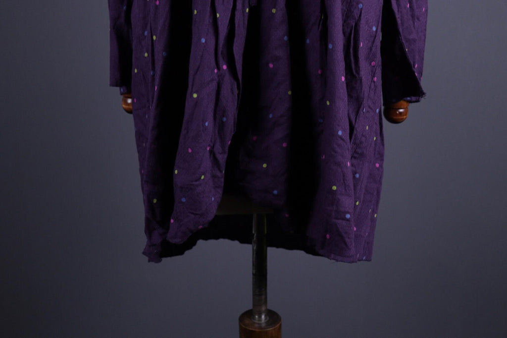 GUDRUN SJODEN Purple Dotted Lagenlook Relaxed Long Sleeve Blouson Dress – Size M