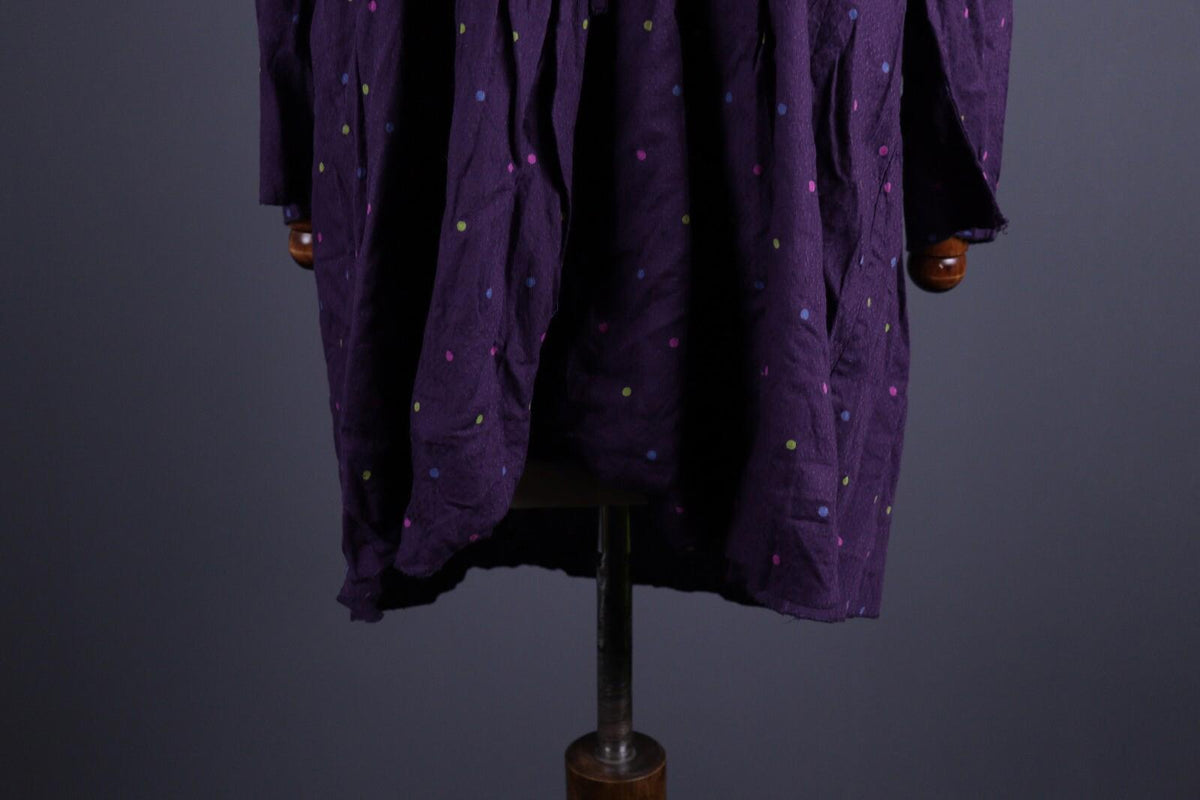 GUDRUN SJODEN Purple Dotted Lagenlook Relaxed Long Sleeve Blouson Dress – Size M