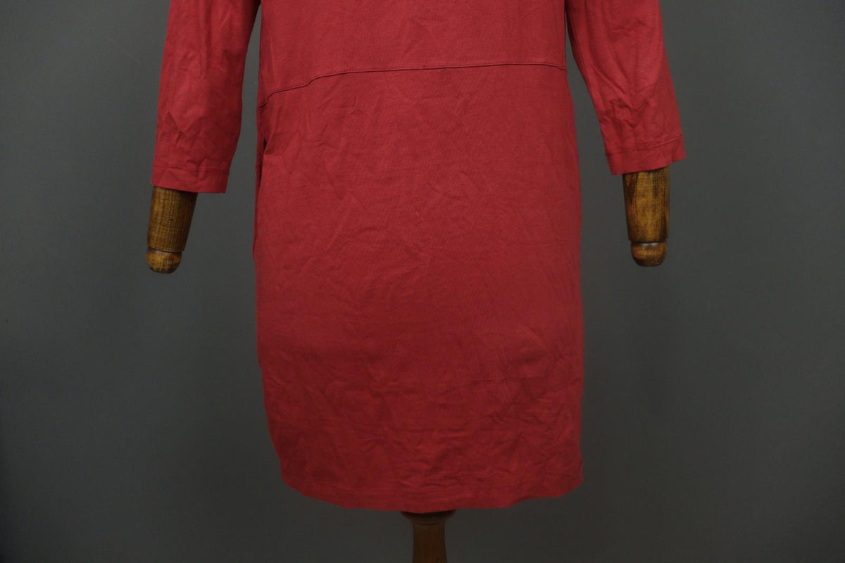 GUDRUN SJODEN Red Organic Cotton Long Sleeve Round Neck Sweater Dress – Size S