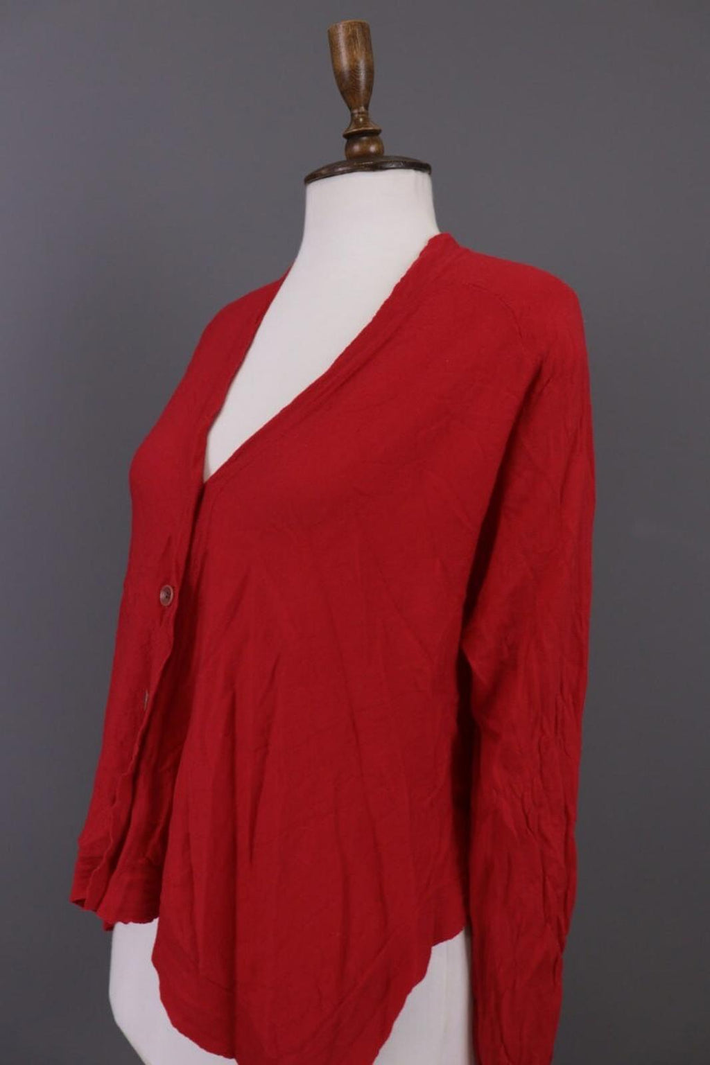 OSKA Red Knit Drape Long Sleeve Button Cardigan Sweater – Size 3