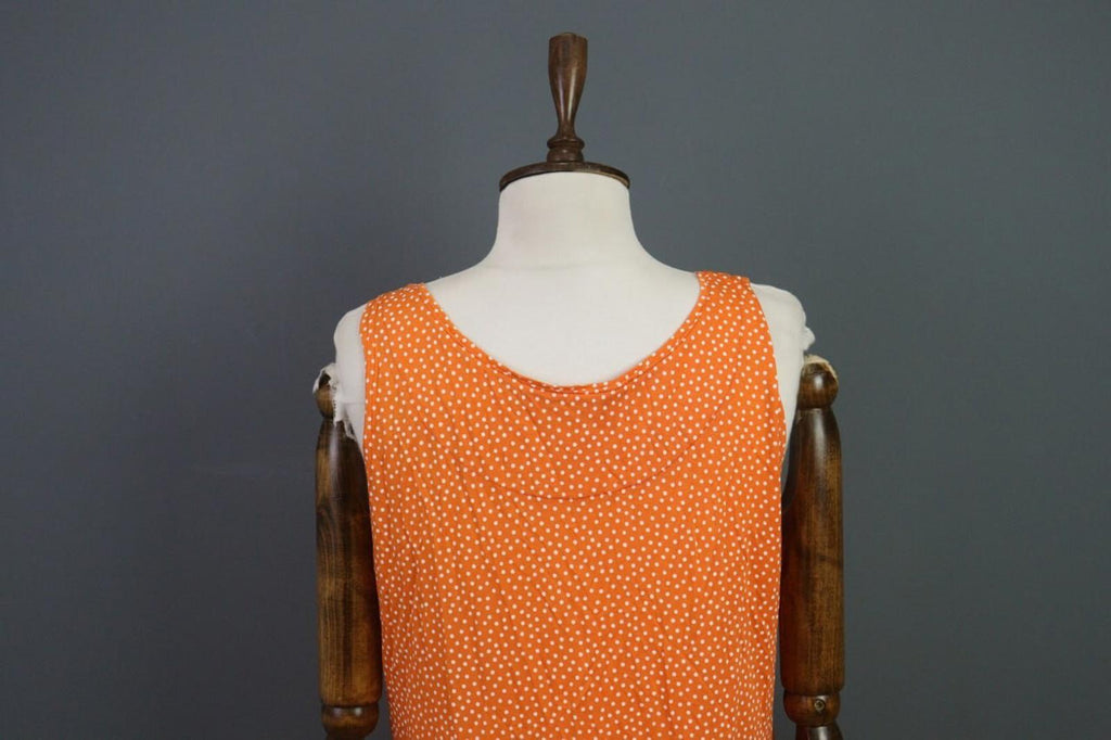 GUDRUN SJODEN Orange Dotted Oversized Sleeveless A-Line Shirt Dress – Size L