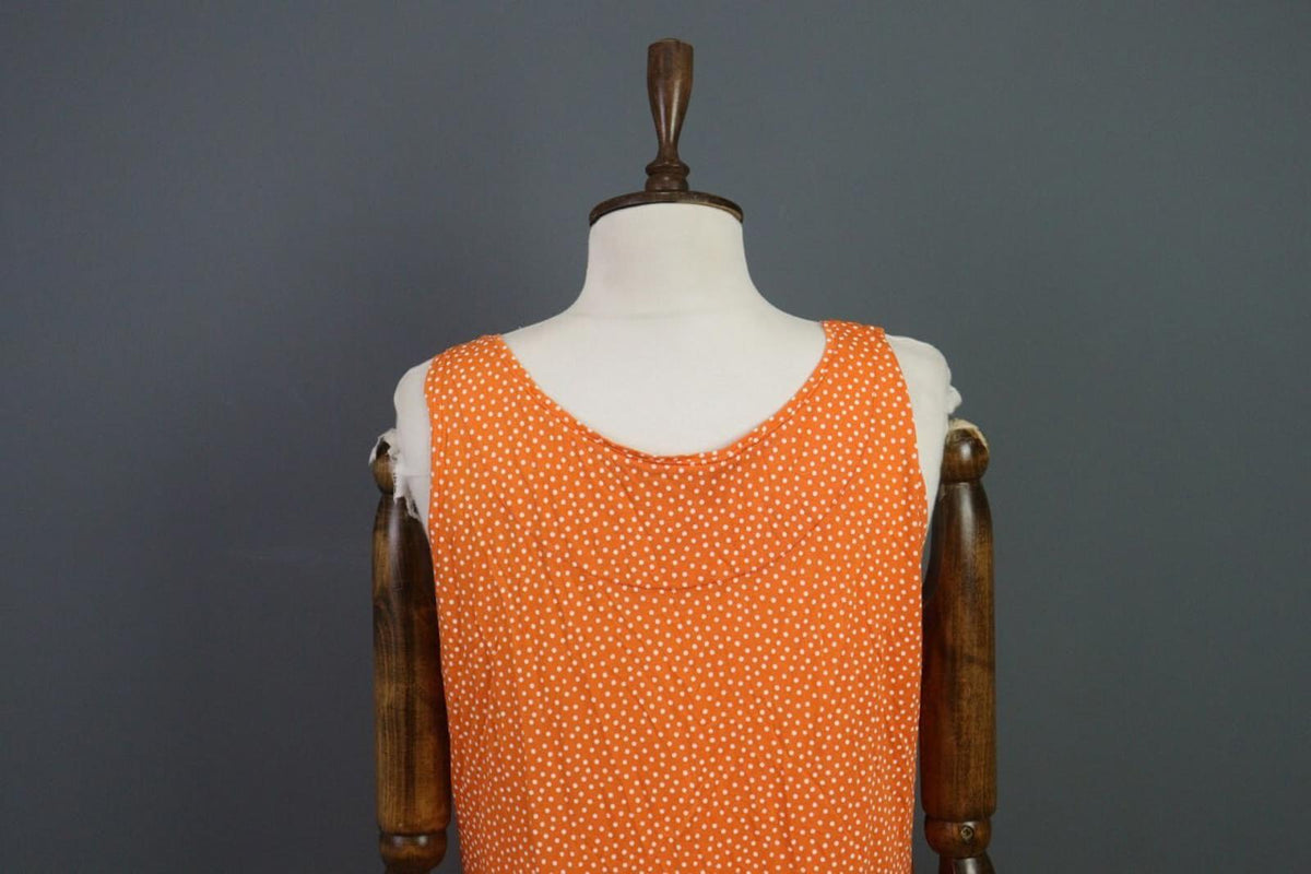 GUDRUN SJODEN Orange Dotted Oversized Sleeveless A-Line Shirt Dress – Size L