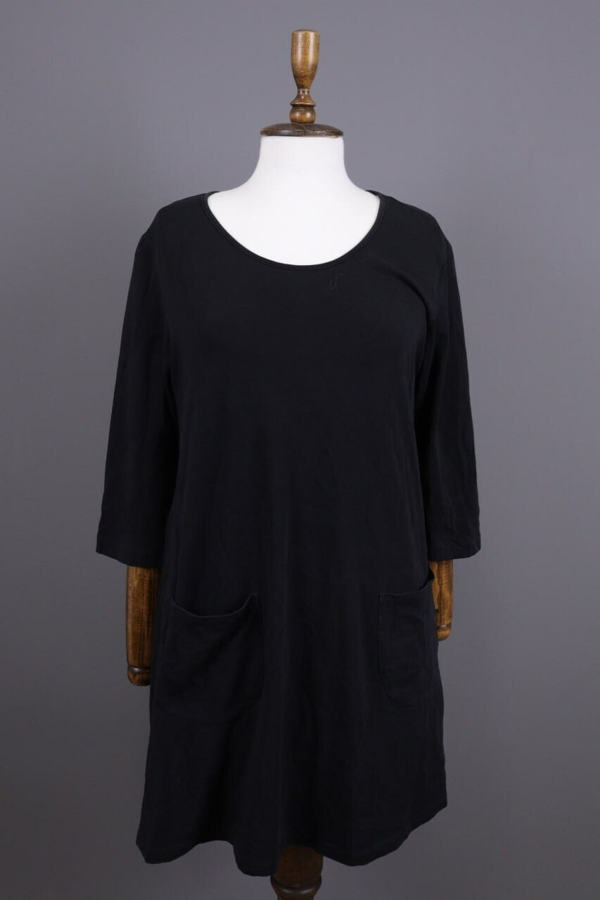 Gudrun Sjoden Black Lagenlook Long Sleeve Relaxed A-Line Dress – Size L