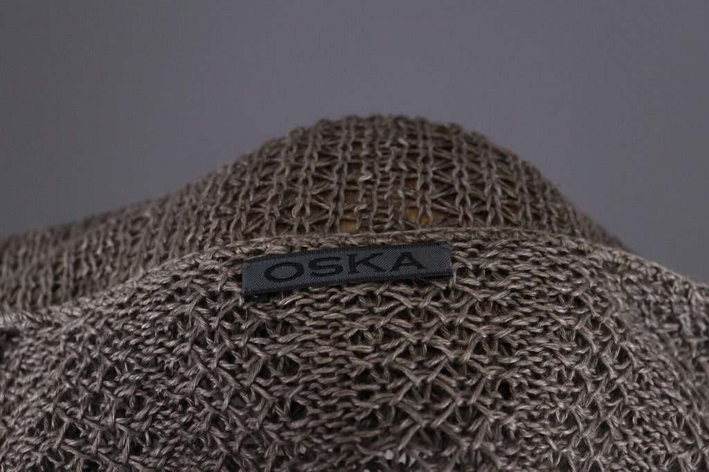 Oska Brown Lagenlook Relaxed Linen Knit Pullover Sweater – Size 2 / M
