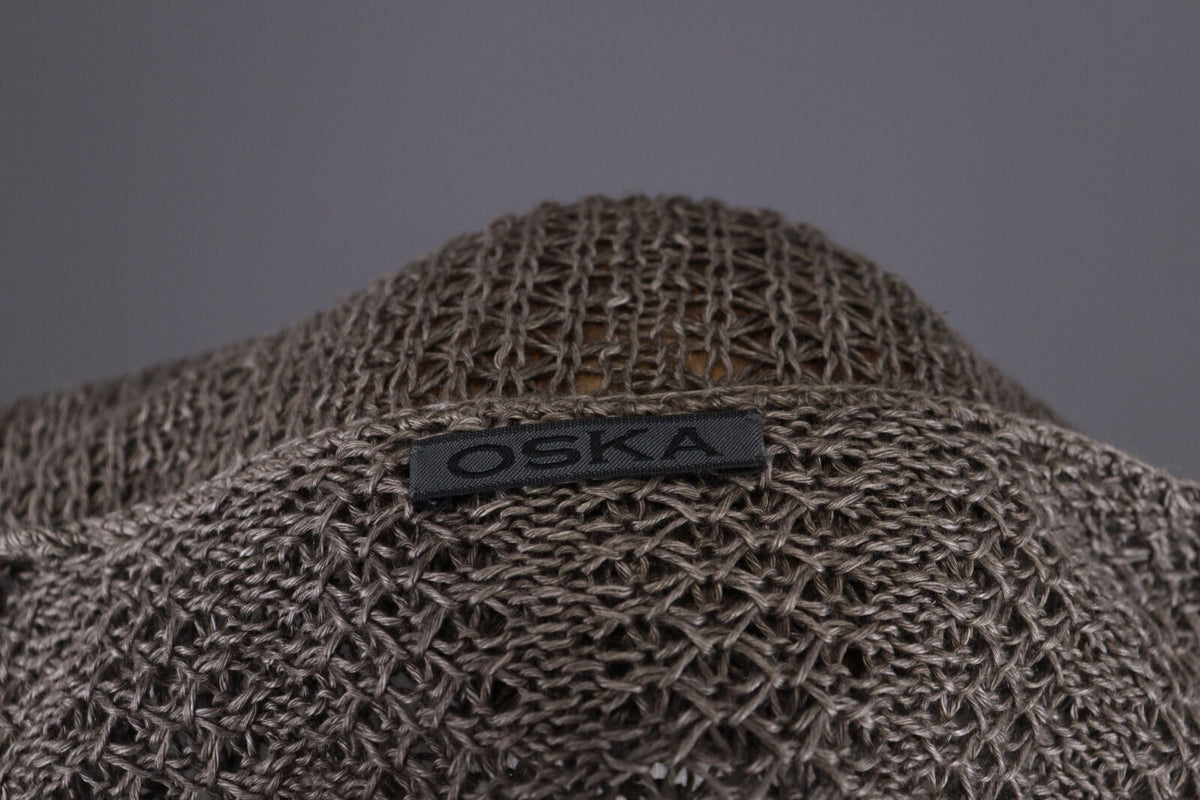 Oska Brown Lagenlook Relaxed Linen Knit Pullover Sweater – Size 2 / M