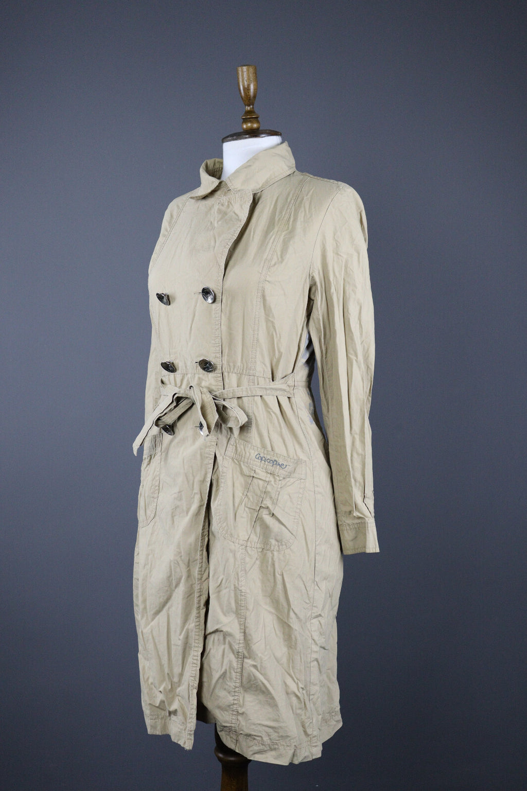 Cop Copine Casual Double Breasted Belted Trench Coat Jacket – Women's 2