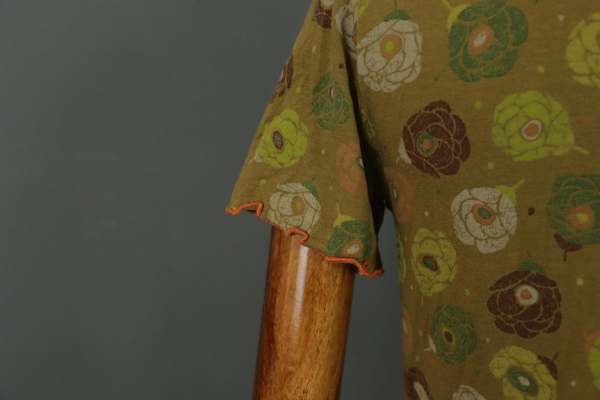 GUDRUN SJODEN Multi Floral Round Neck Short Sleeve Pullover Blouse Top – Size S