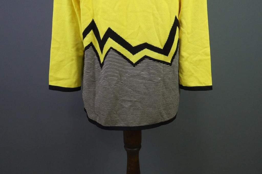 ESCADA Yellow Wool Long Sleeve A-Line Geometric Shift Midi Dress – Size 38