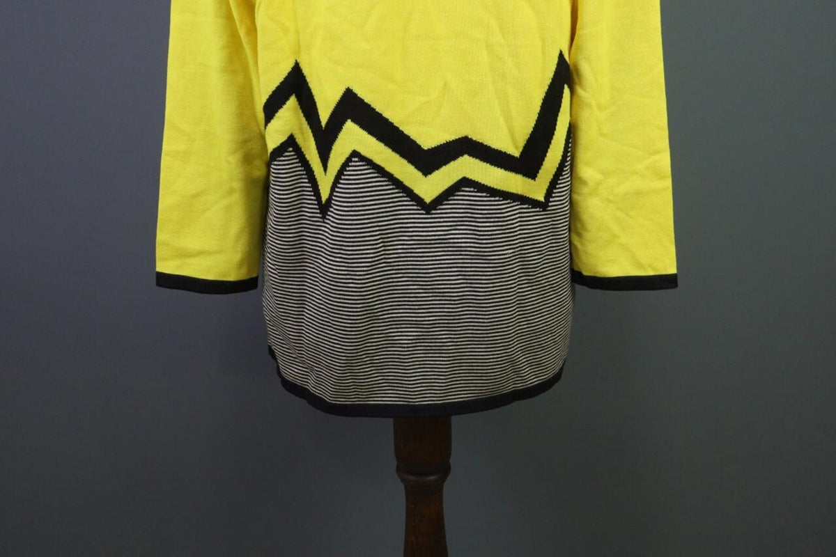 ESCADA Yellow Wool Long Sleeve A-Line Geometric Shift Midi Dress – Size 38