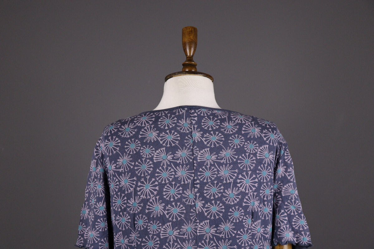 Deerberg Blue Floral Relaxed Summer Blouson A-Line Dress – Size L