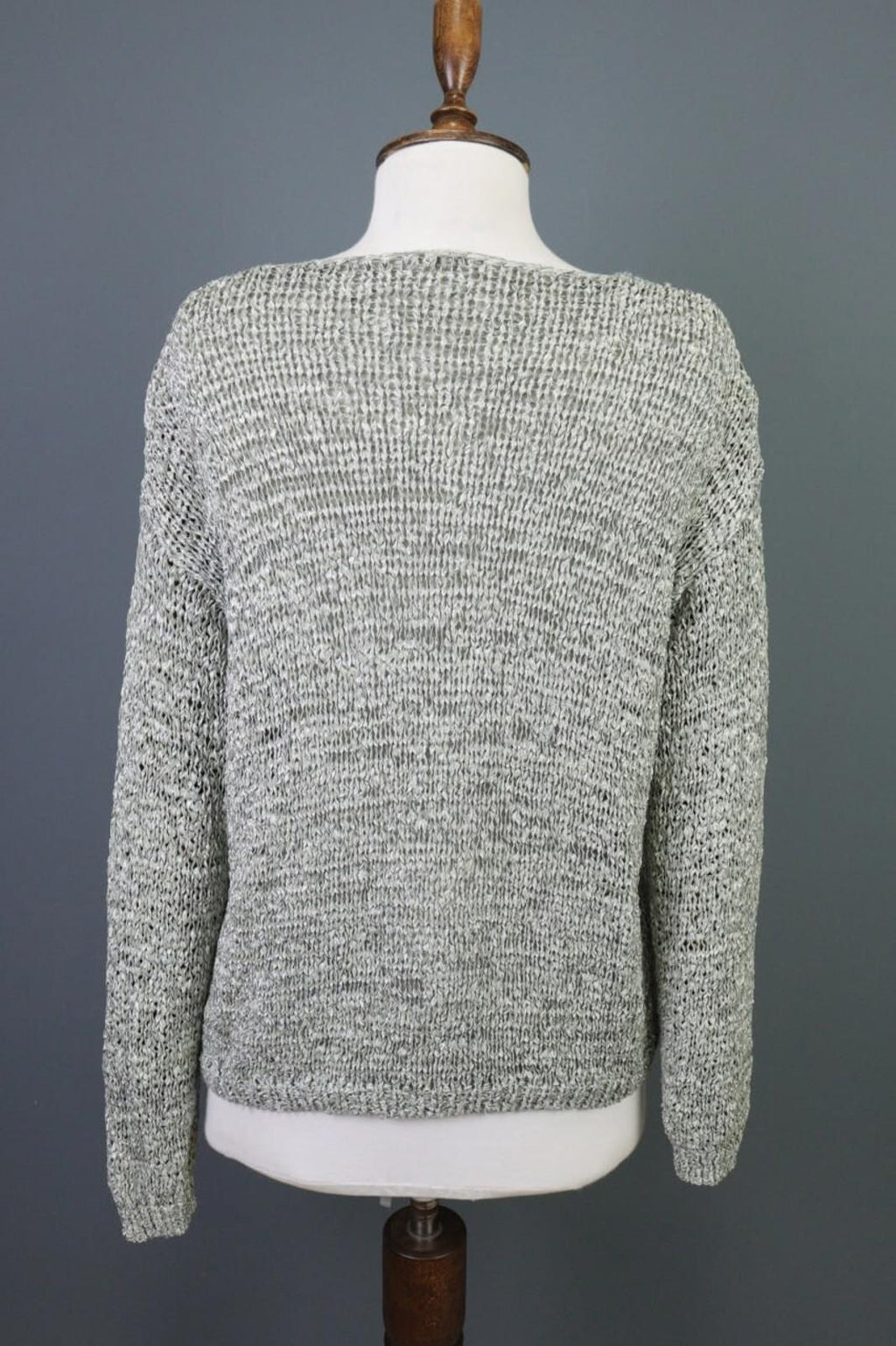 ANNETTE GORTZ Gray Open Knit Crew Neck Knit Sweater – Size M