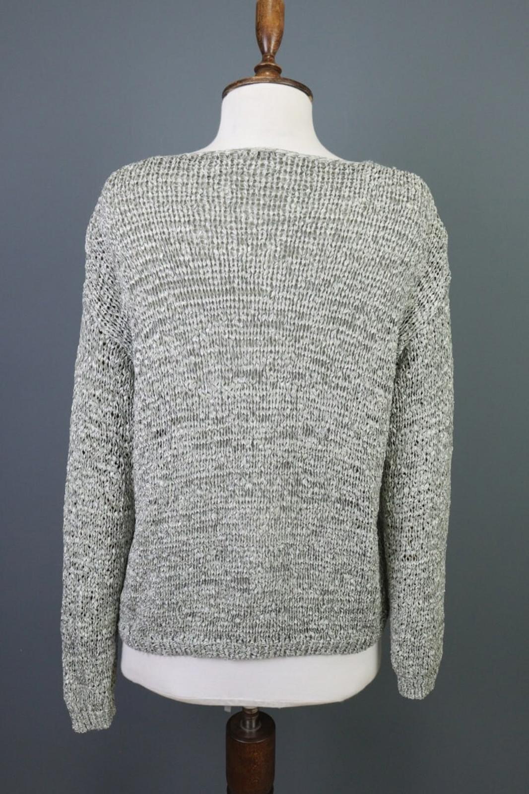ANNETTE GORTZ Gray Open Knit Crew Neck Knit Sweater – Size M