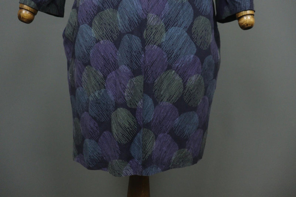 GUDRUN SJODEN Multi Abstract Print Long Sleeve Scoop Neck Sheath Dress M/L