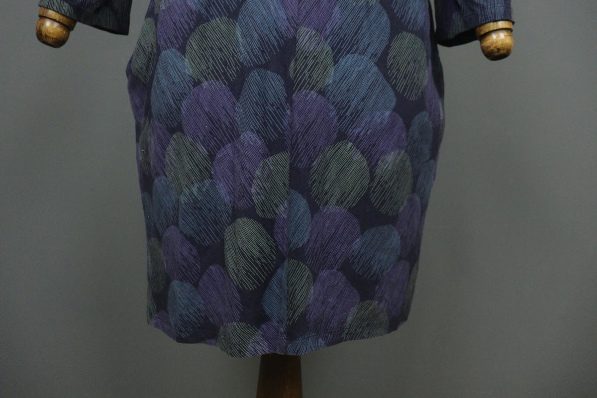 GUDRUN SJODEN Multi Abstract Print Long Sleeve Scoop Neck Sheath Dress M/L