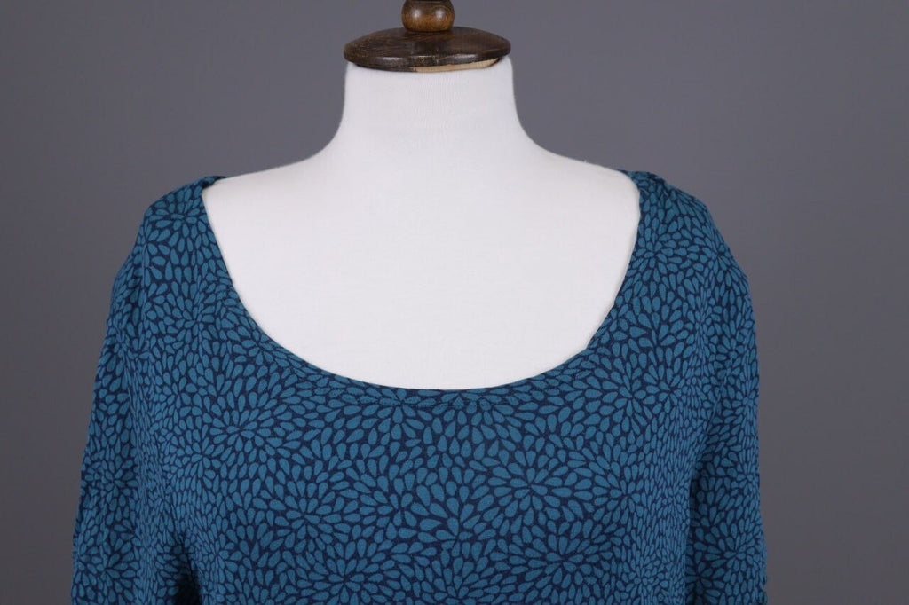 Gudrun Sjoden Blue Floral Oversize Lagenlook Long Sleeve Tunic Dress – Size L