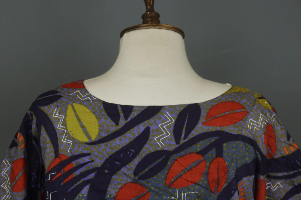 GUDRUN SJODEN Multicolor Printed Round Neck Short Sleeve Sheath Dress – Size XL