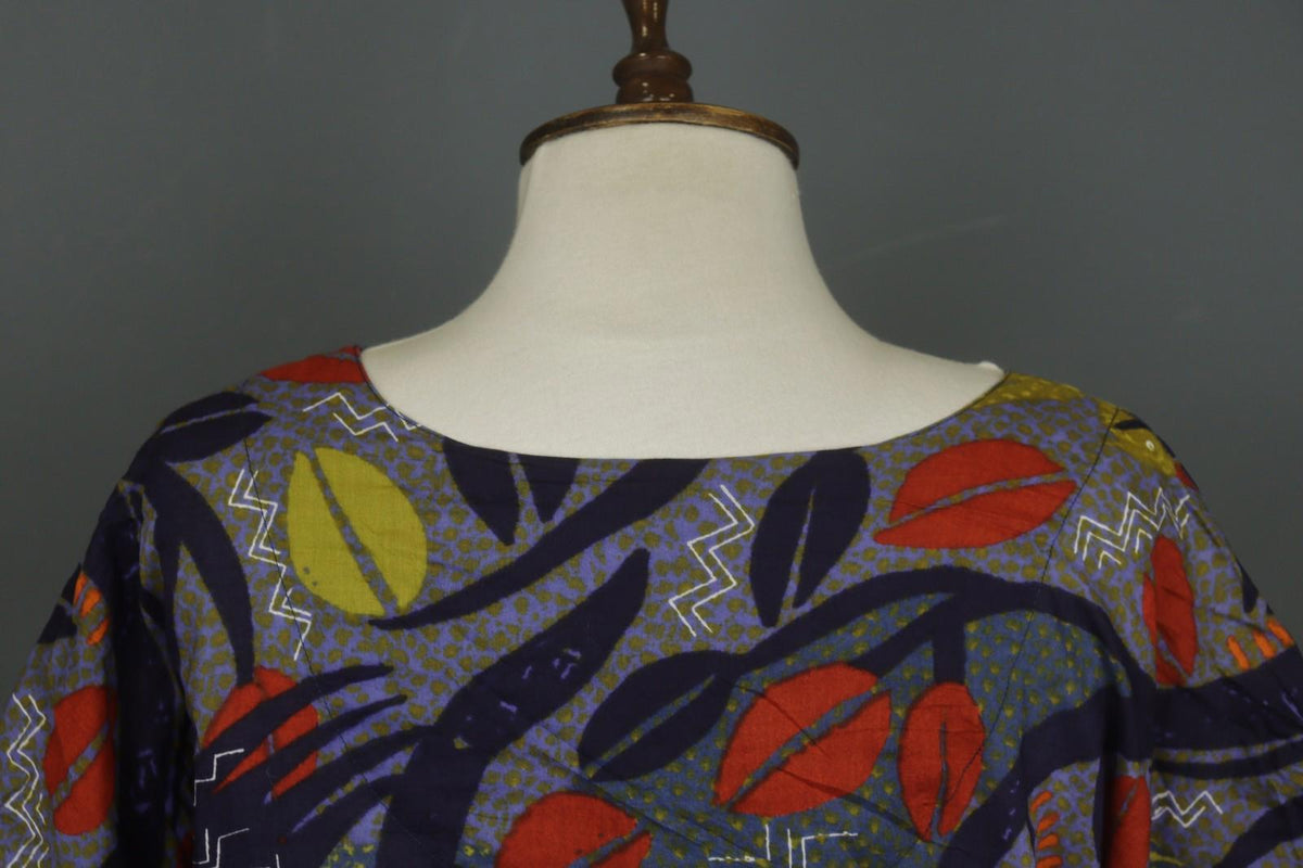 GUDRUN SJODEN Multicolor Printed Round Neck Short Sleeve Sheath Dress – Size XL