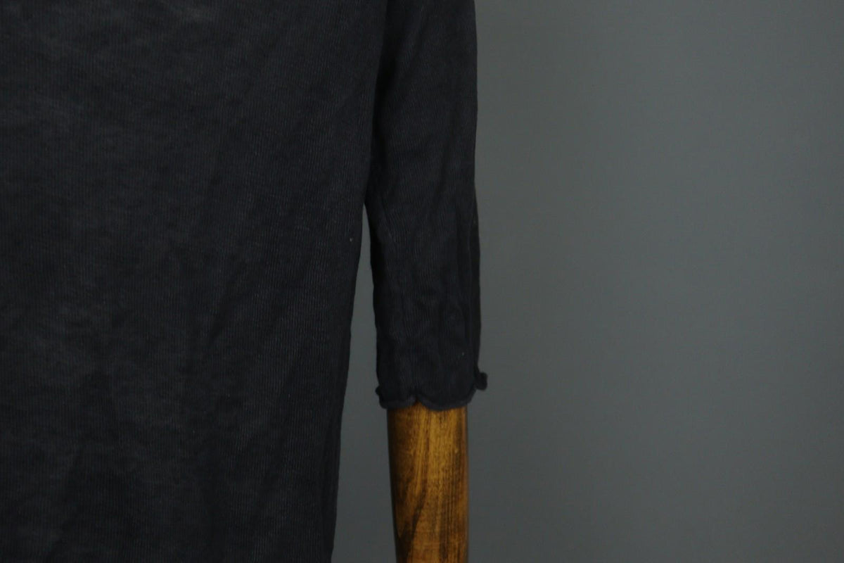 GUDRUN SJODEN Black Linen Knitted Long Sleeve Round Neck Pullover Sweater Sz XS