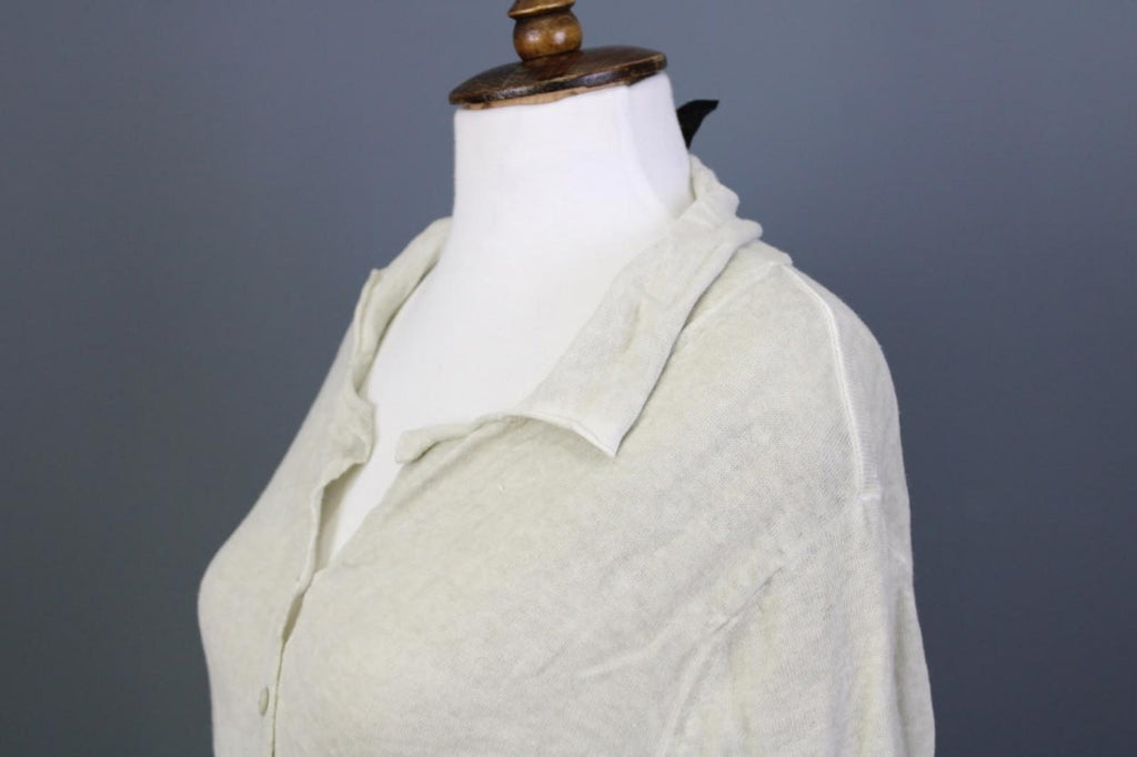 RUNDHOLZ Cardigan Sweater Beige 100% Cotton Collared Long Sleeve – Size XL