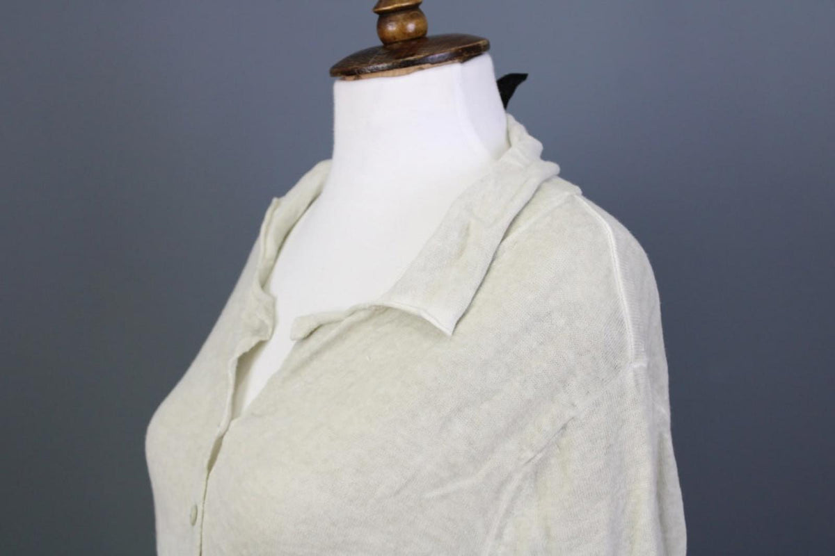 RUNDHOLZ Cardigan Sweater Beige 100% Cotton Collared Long Sleeve – Size XL