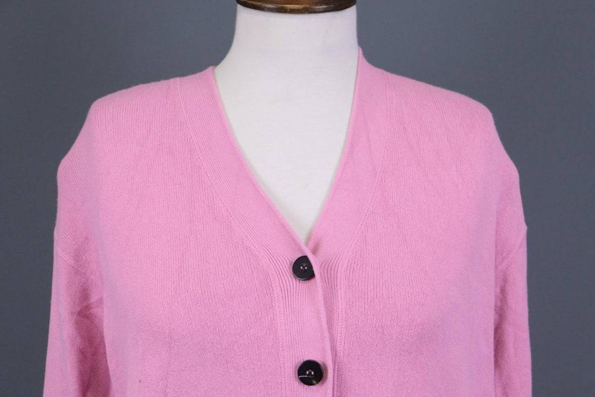 IRIS VON ARNIM Pink Viscose Long Sleeve Button Front Cardigan Sweater – Size L