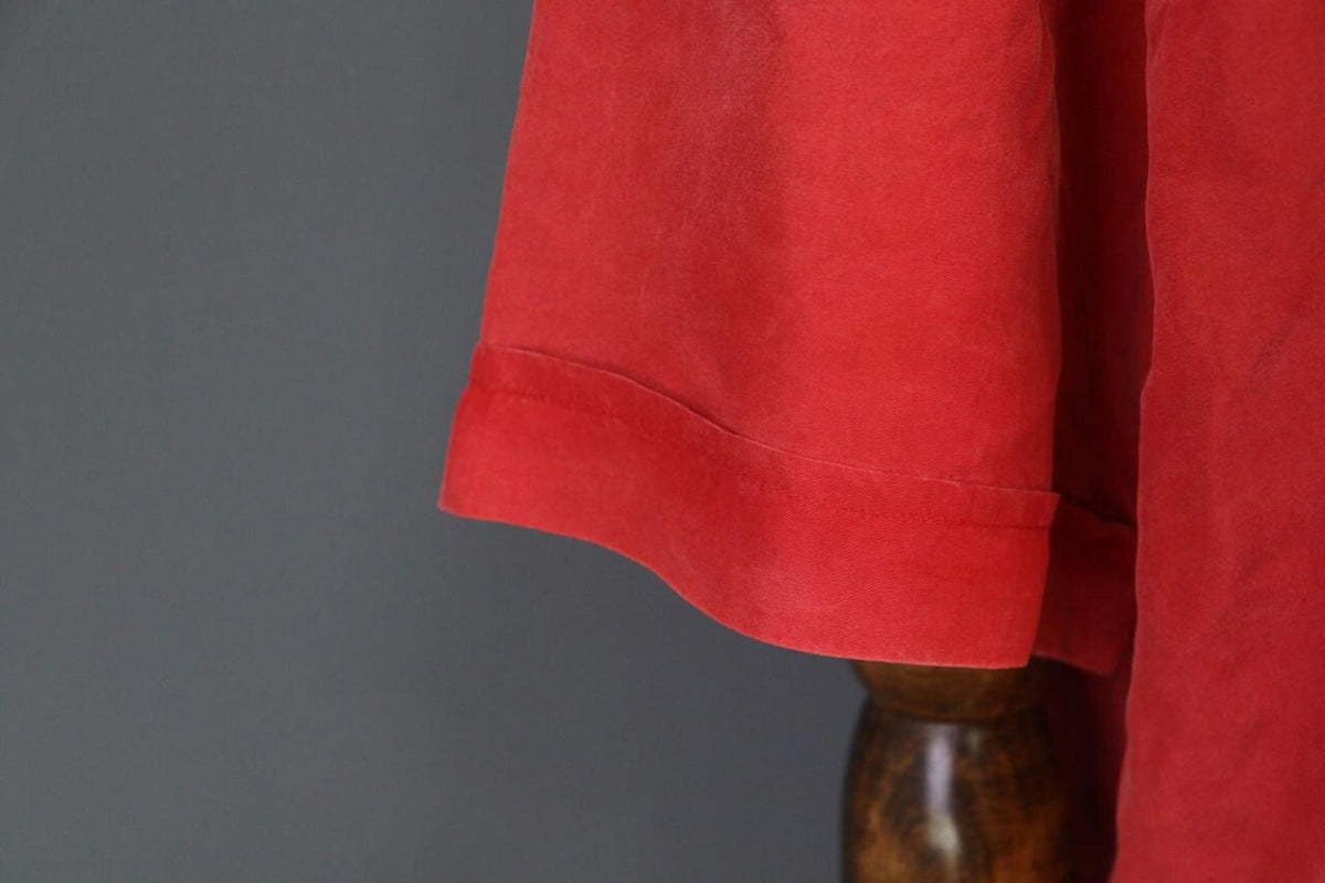 KATHARINE HAMNETT ACTIVE Red 1/3 Zip Silk 3/4 Sleeve Top Blouse Shirt – Size M