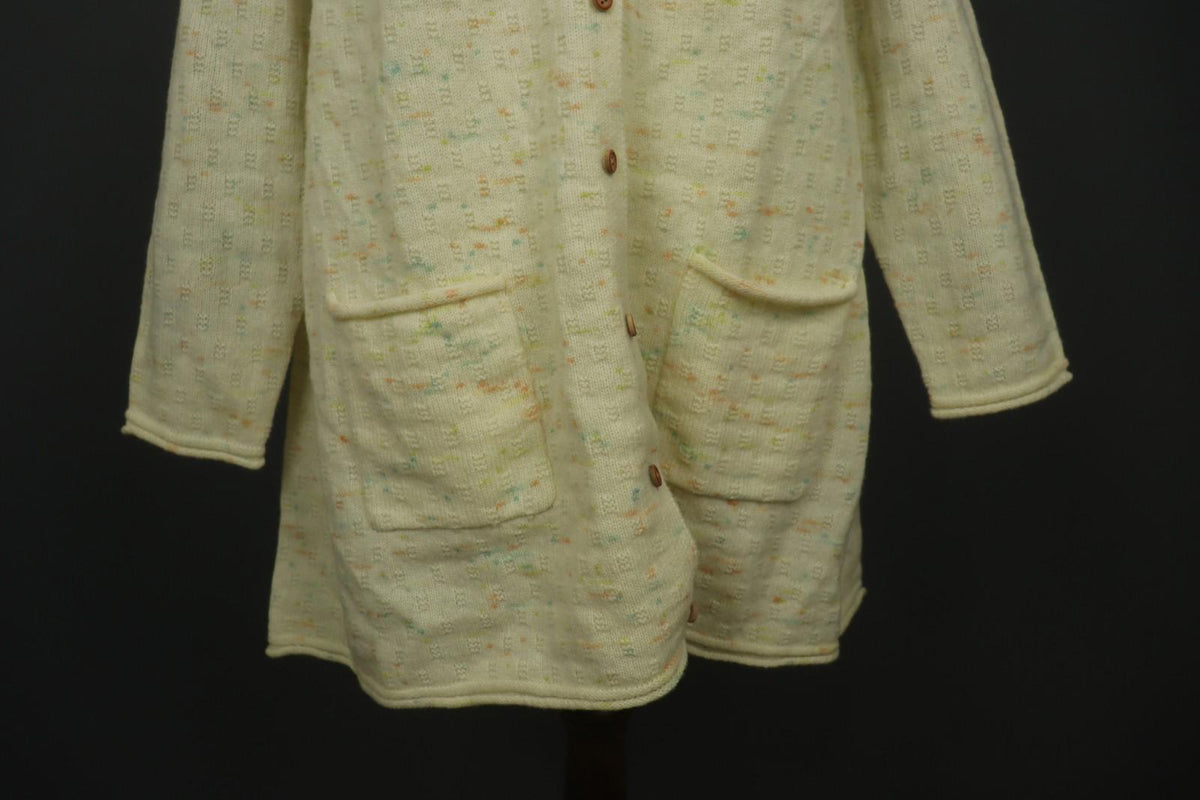 GUDRUN SJODEN Yellow Dotted 100% Wool Knitted Button Front Sweater Dress – Size M