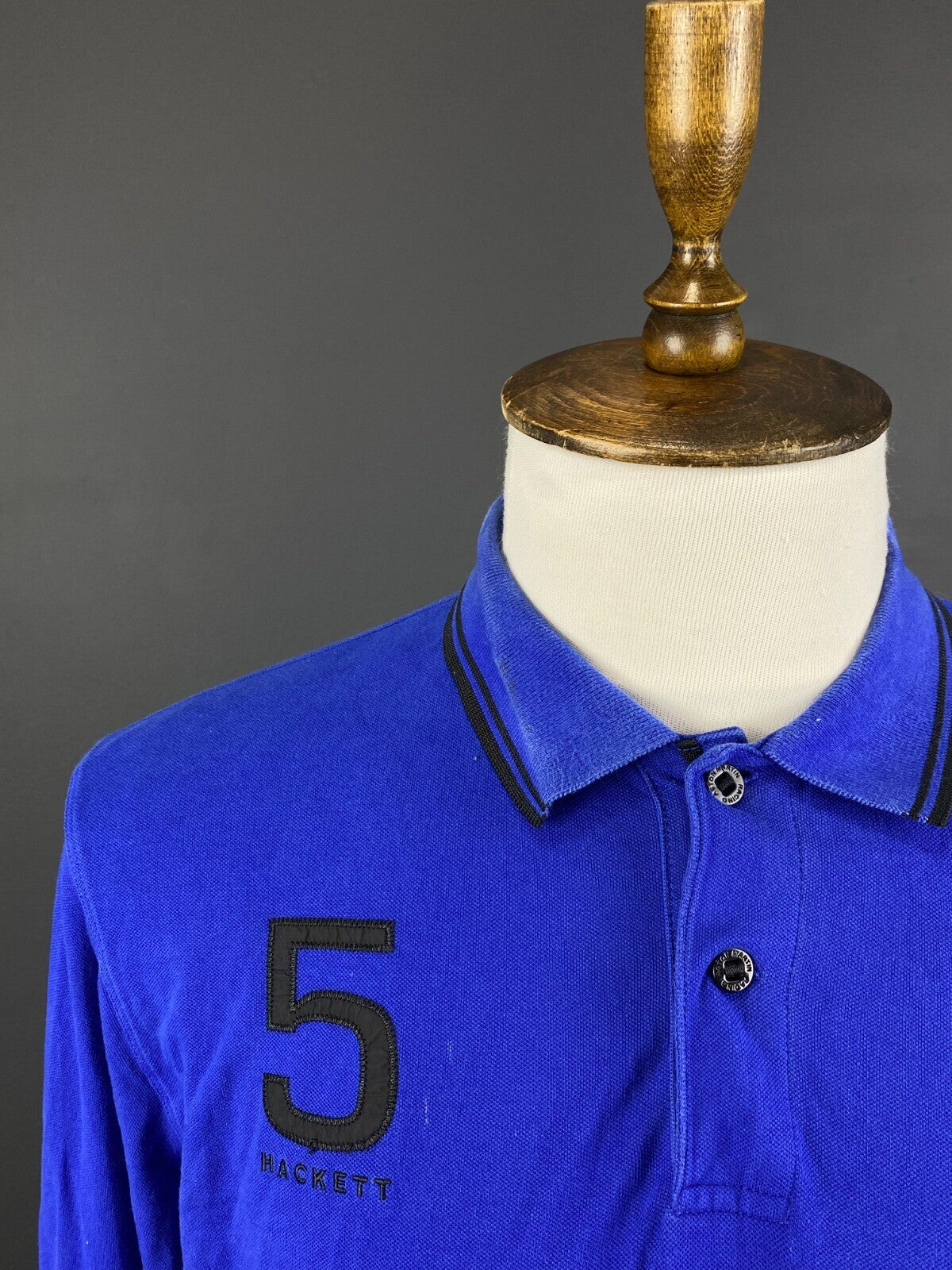 Hackett Aston Martin Racing Blue Long Sleeve #5 Polo Shirt – Size L