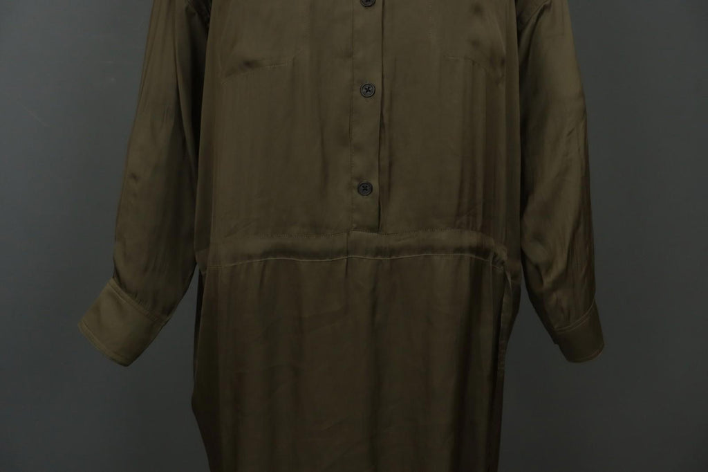 ZADIG&VOLTAIRE Green Long Sleeve Band Collar Button Front Shirt Dress – Size S