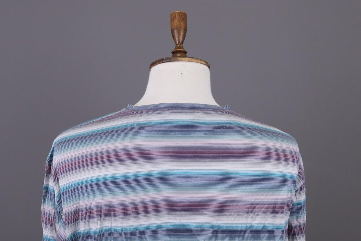 MISSONI UOMO Multicolor Striped Henley Knit Sweater – Size 54