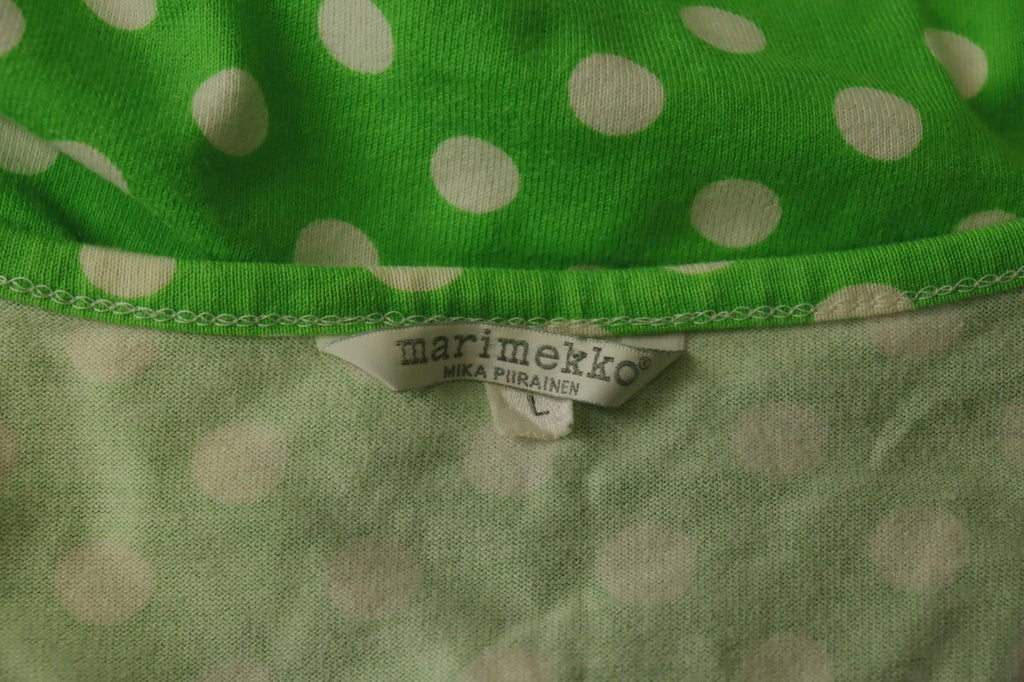 MARIMEKKO Green and White Polka Dot Short Sleeve Crew Neck Top Blouse – Size L