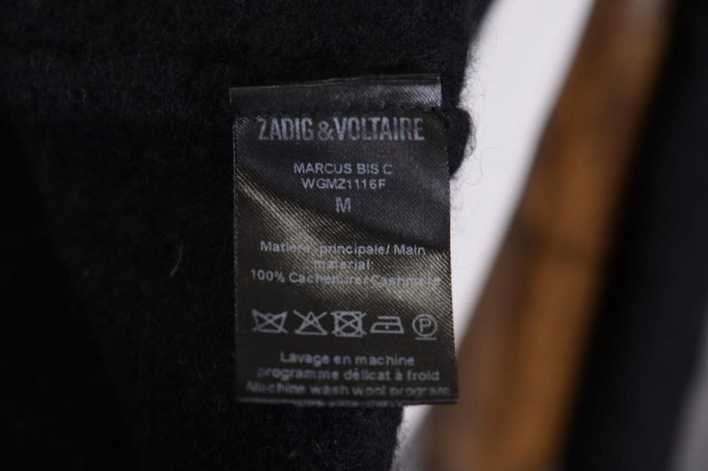 ZADIG & VOLTAIRE MARCUS BIS Black Printed Cashmere Knit Sweater – Size M
