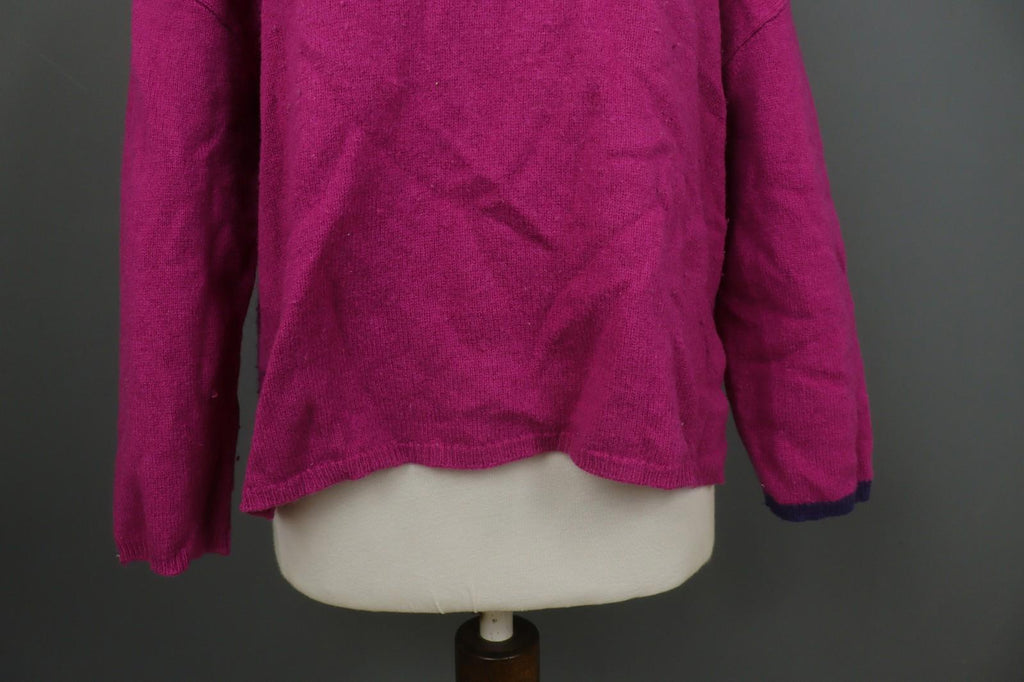 GUDRUN SJODEN Pink Linen Knitted Long Sleeve Round Neck Pullover Sweater – Size XL