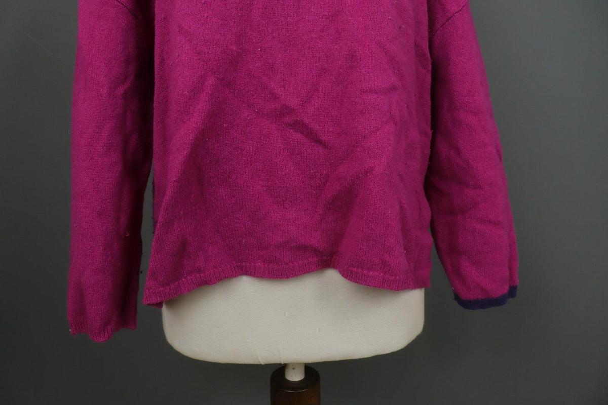 GUDRUN SJODEN Pink Linen Knitted Long Sleeve Round Neck Pullover Sweater – Size XL