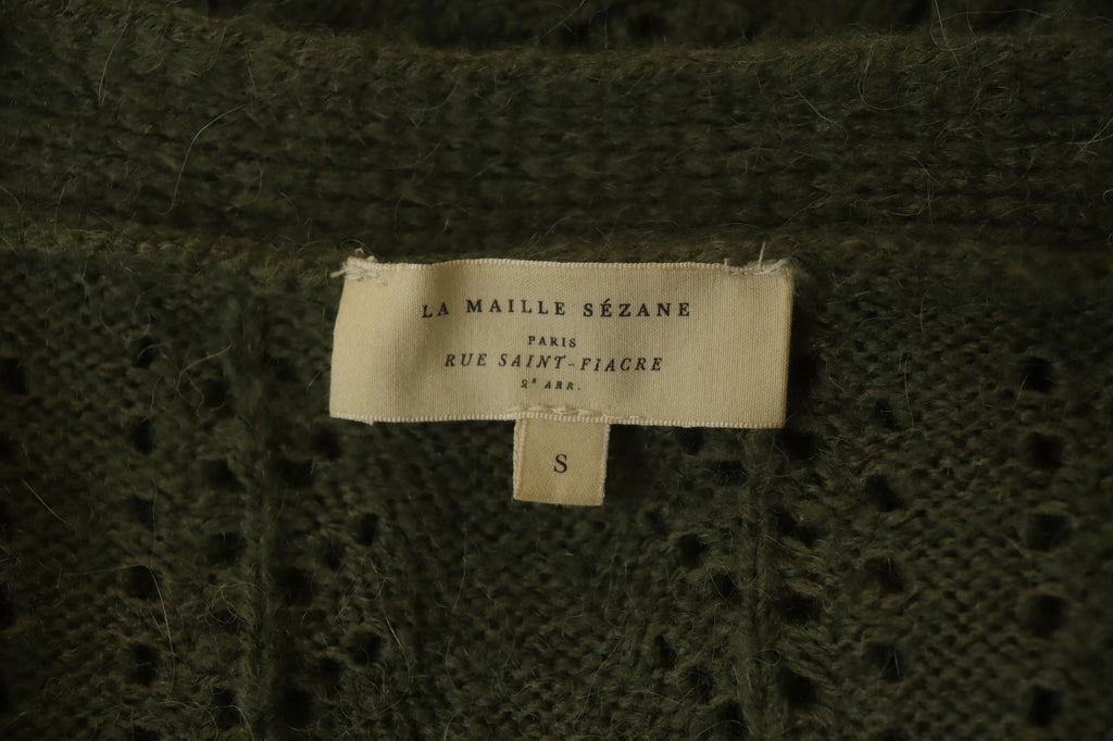 LA MAILLE SEZANE Green Open Knit Raglan Sleeve Button Front Cardigan – Size S