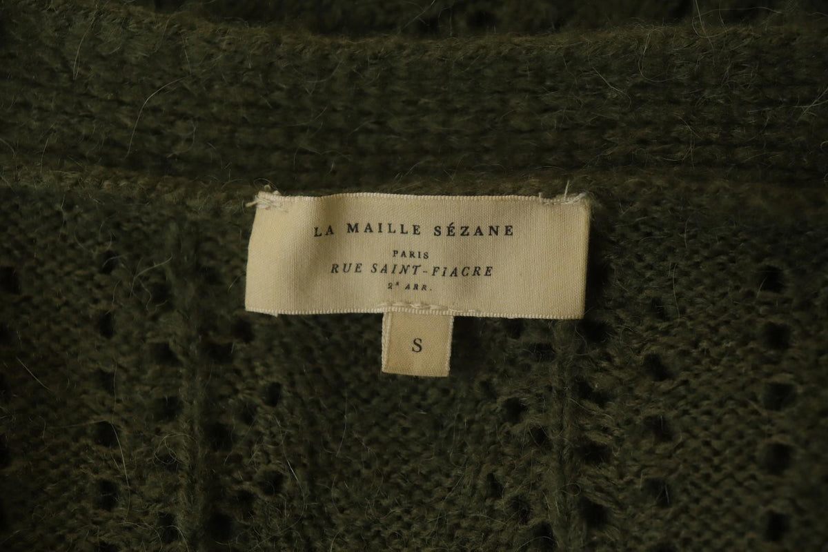 LA MAILLE SEZANE Green Open Knit Raglan Sleeve Button Front Cardigan – Size S