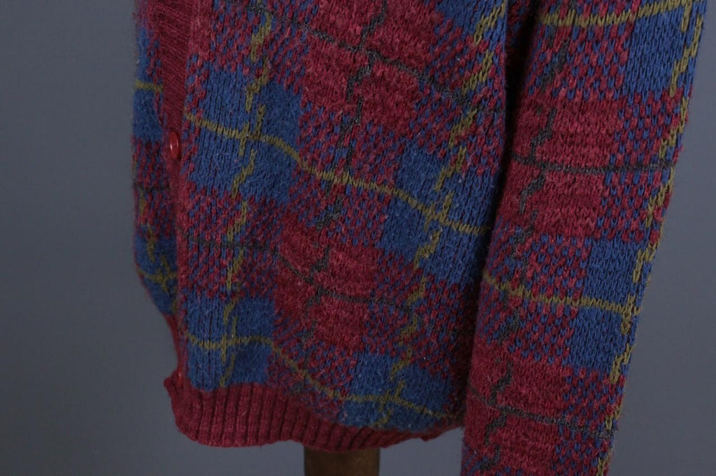 MISSONI UOMO Multicolor Check V-Neck Wool Knit Button Cardigan Sweater – Size 50