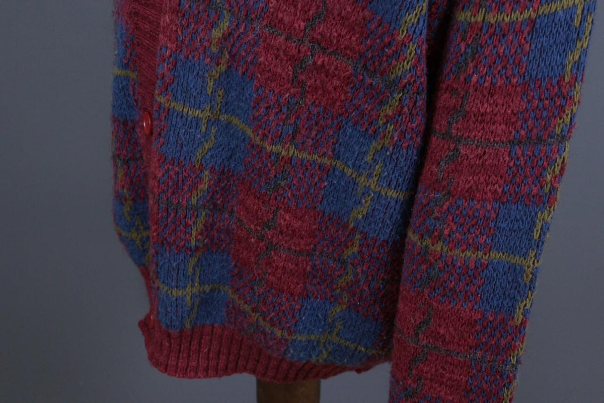 MISSONI UOMO Multicolor Check V-Neck Wool Knit Button Cardigan Sweater – Size 50