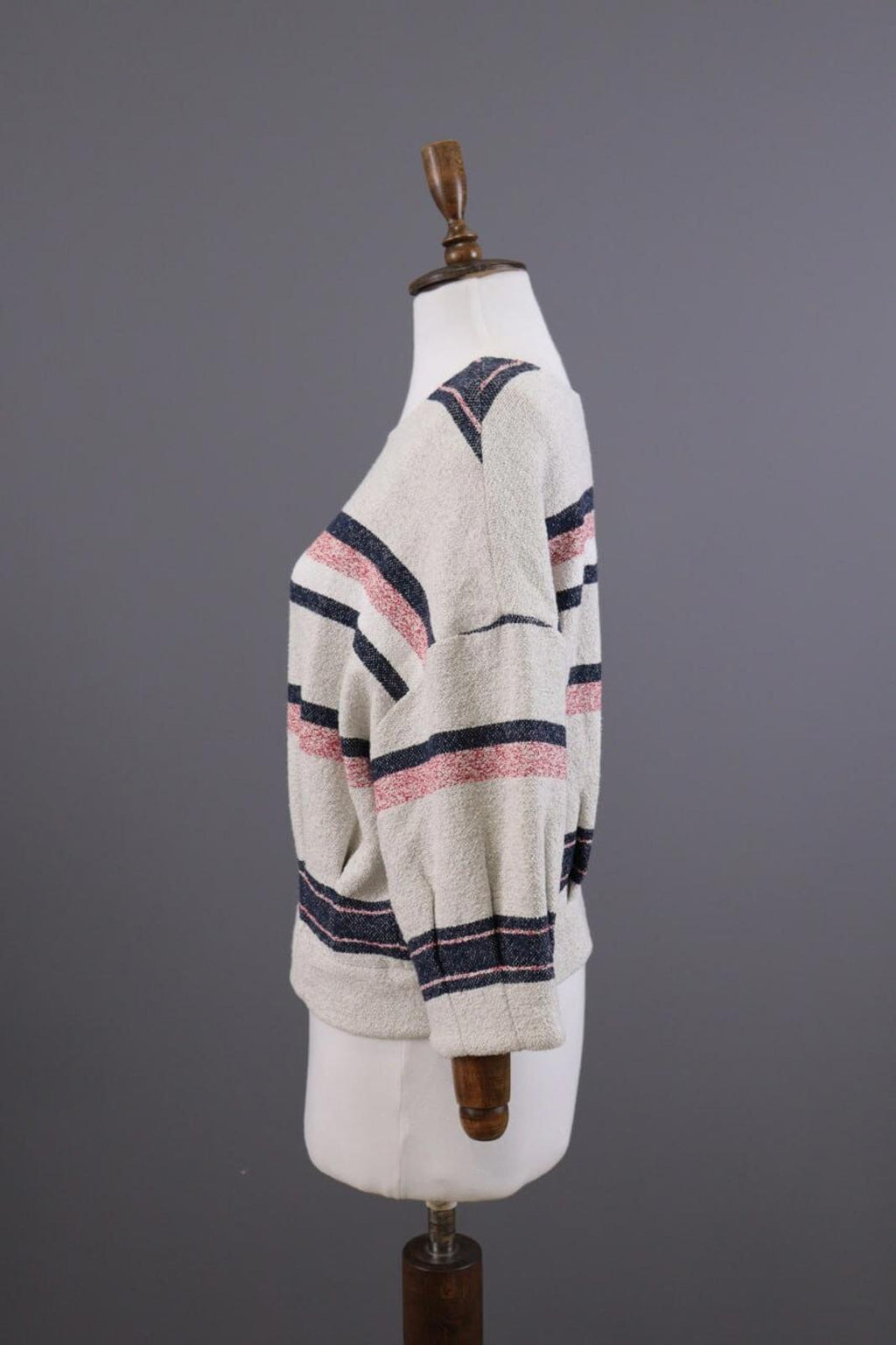 Used BA&SH ZOLA Beige Striped 3/4 Sleeve Cropped Sweater – Size 1