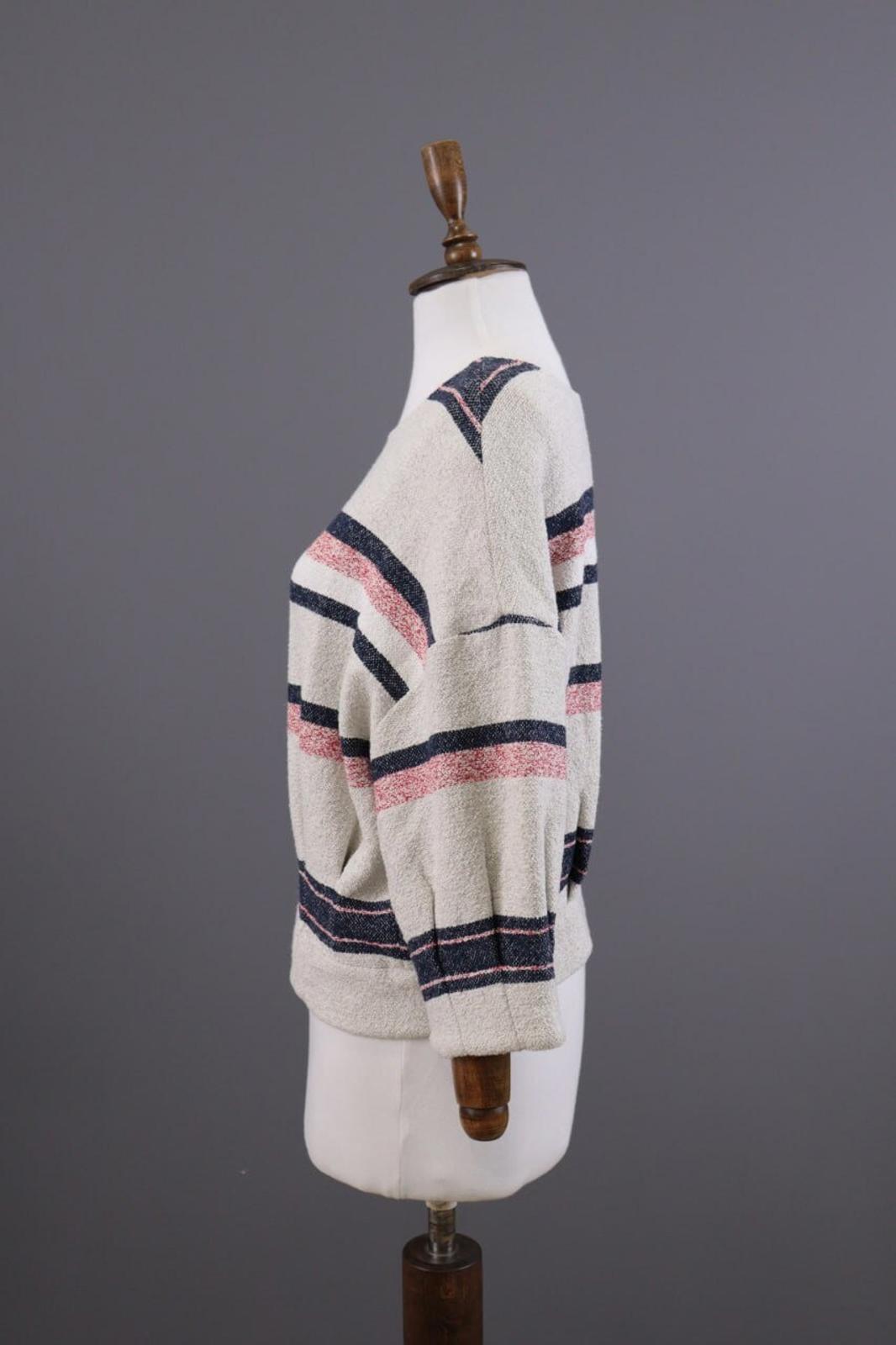 Used BA&SH ZOLA Beige Striped 3/4 Sleeve Cropped Sweater – Size 1