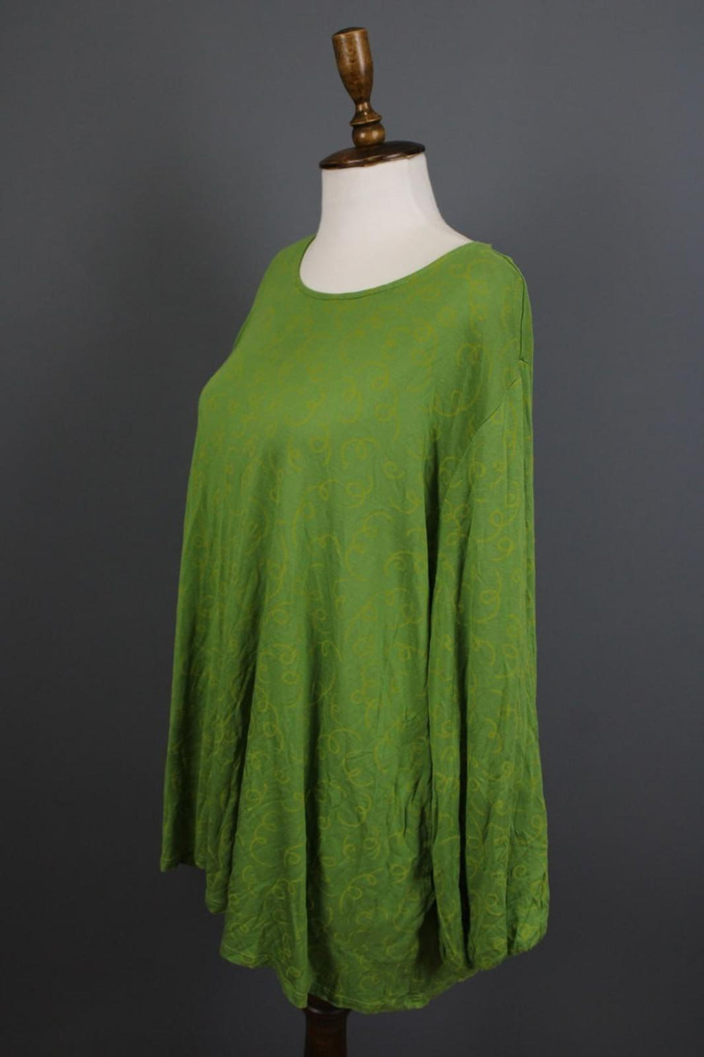 GUDRUN SJODEN Green Printed Round Neck Long Sleeve Pullover Blouse Top – Size XL