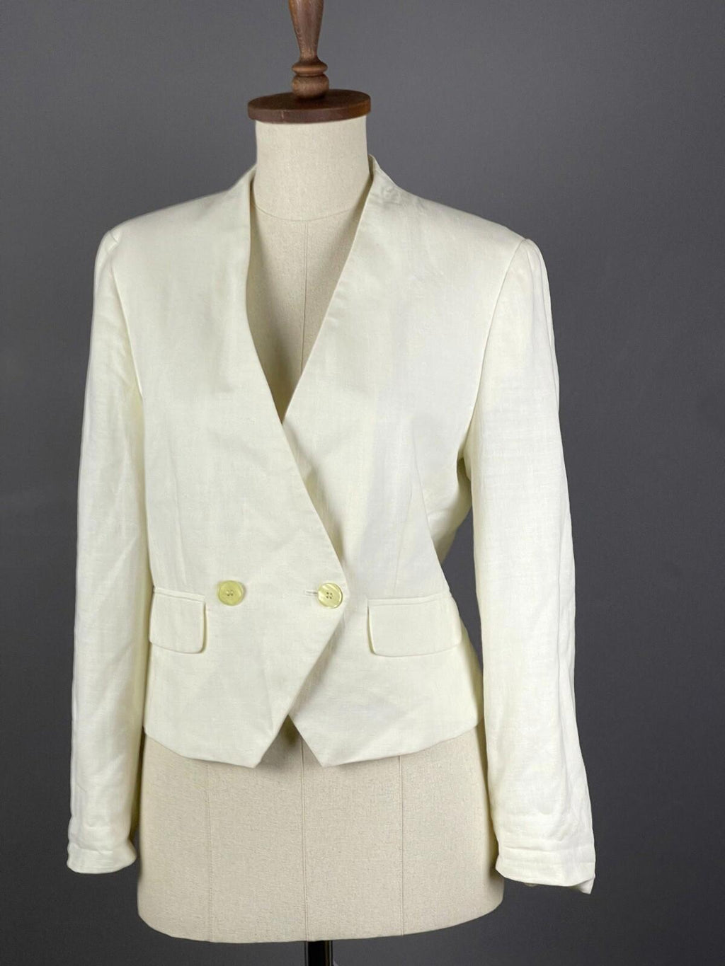 MONDI White Wool Double Breasted One Button Blazer Jacket – Size 38