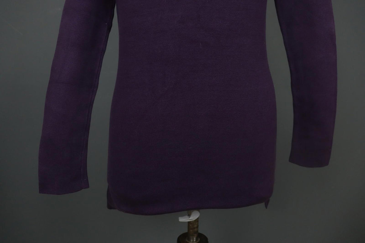 BURBERRY BRIT Purple Cotton Tight Knit Beaded Front Long Sleeve Sweater – Size S
