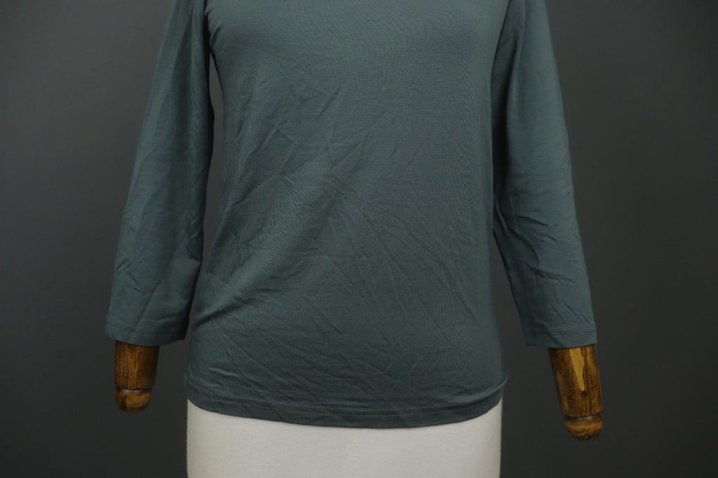 GUDRUN SJODEN Green Lyocell Slim Fit Round Neck Pullover Blouse Top – Size M