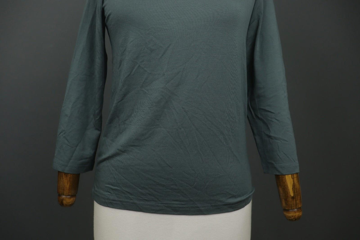GUDRUN SJODEN Green Lyocell Slim Fit Round Neck Pullover Blouse Top – Size M